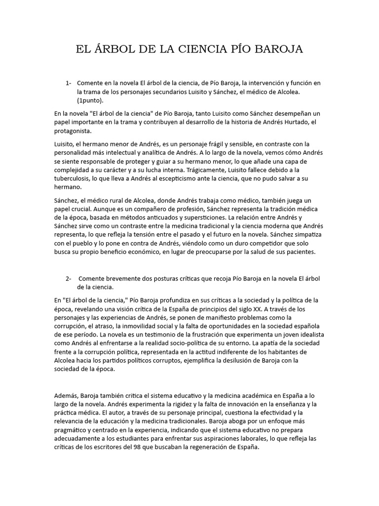 El Árbol de La Ciencia Pío Baroja | PDF