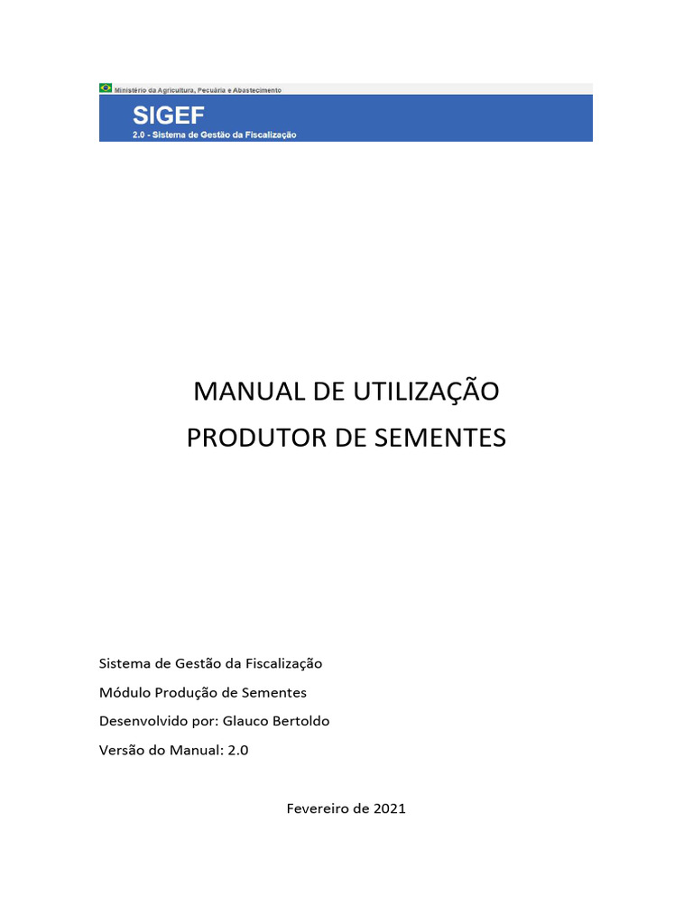 Manual do SIGEF para Produtores de Sementes | PDF | Agricultura ...