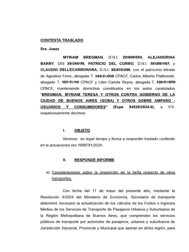 Contestación de La Izquierda Contra El Gobierno Porteño en El Amparo ...