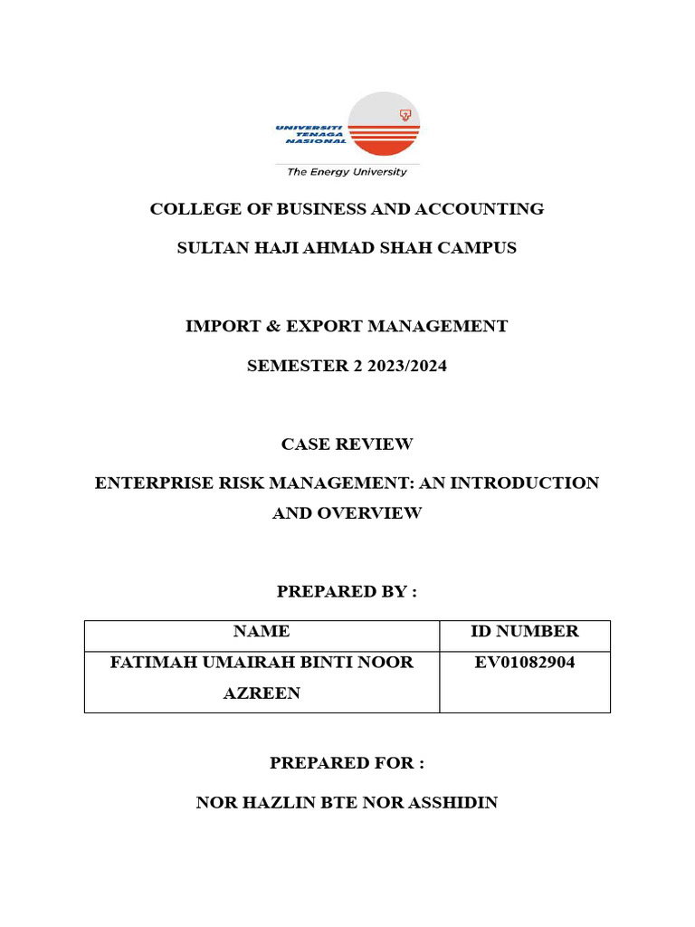 Introduction to Enterprise Risk Management | PDF | Risk Management ...