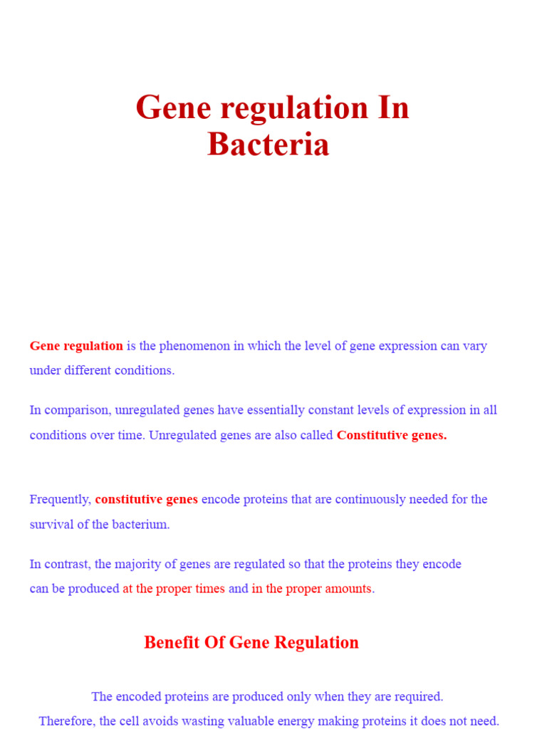Gene Regulation PDF Operon Repressor