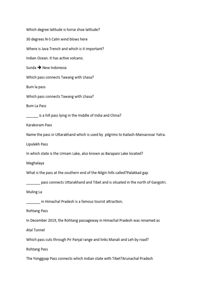 03 Questions | PDF | Indus River | Physiographic Divisions