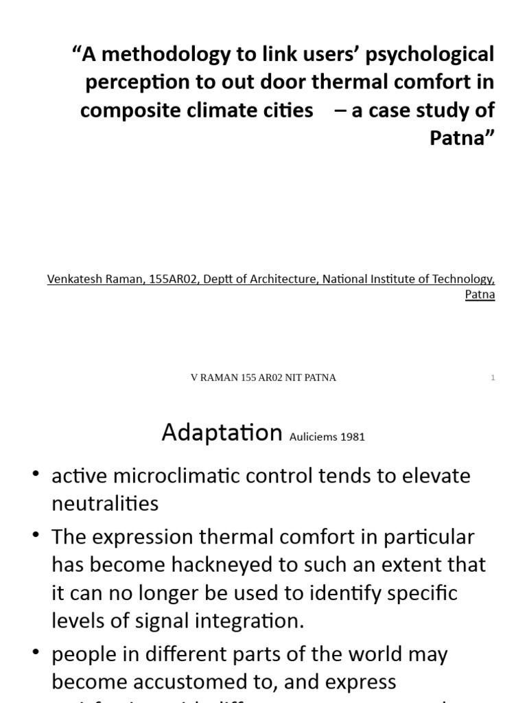 Outdoor Thermal Comfort in Composite Climate Cities | PDF | Psychology ...