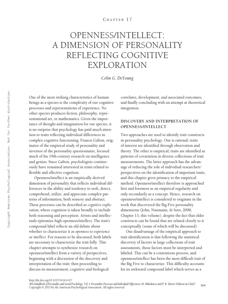 Openness/Intellect: A Dimension of Personality Reflecting Cognitive ...