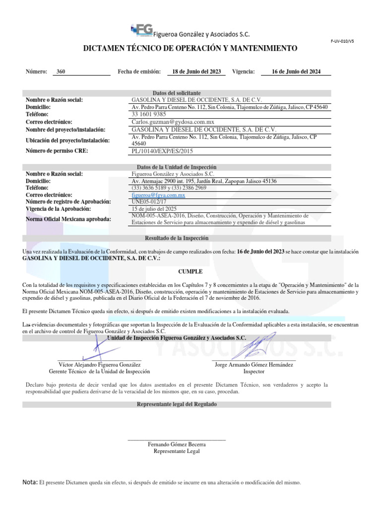 Dictamen NOM-005-ASEA-2016 Gasolineras | PDF