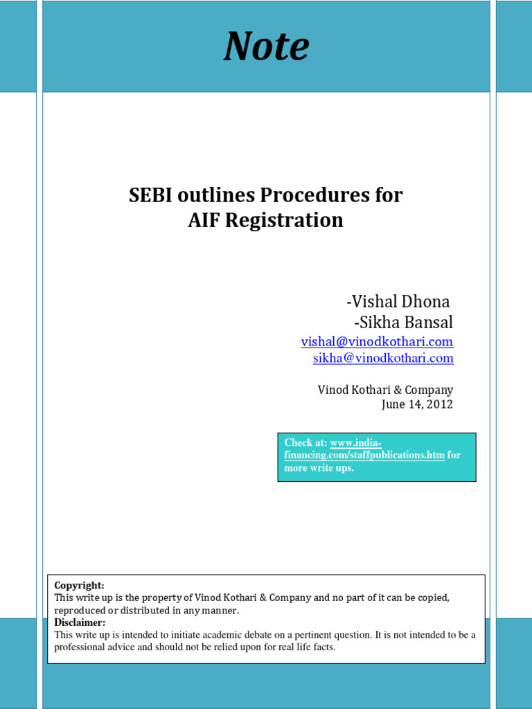SEBI Outlines Procedures For AIF Registration | PDF | Investing | Small ...