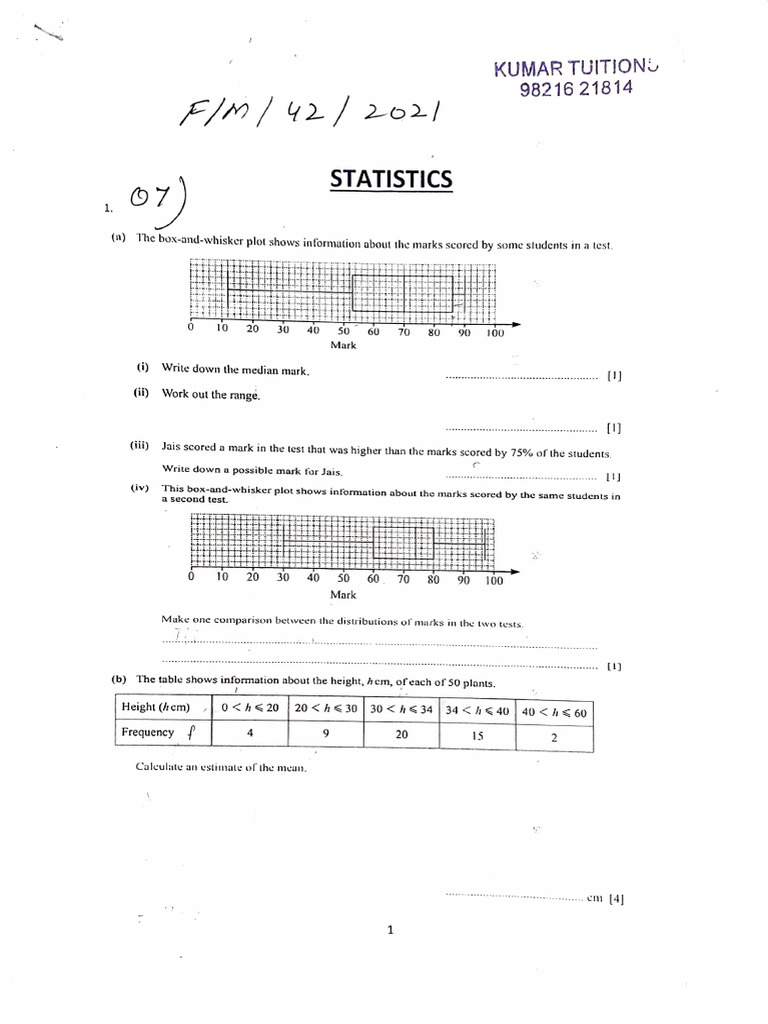 Statistics Analysis of Student Test Scores | PDF | Statistics ...