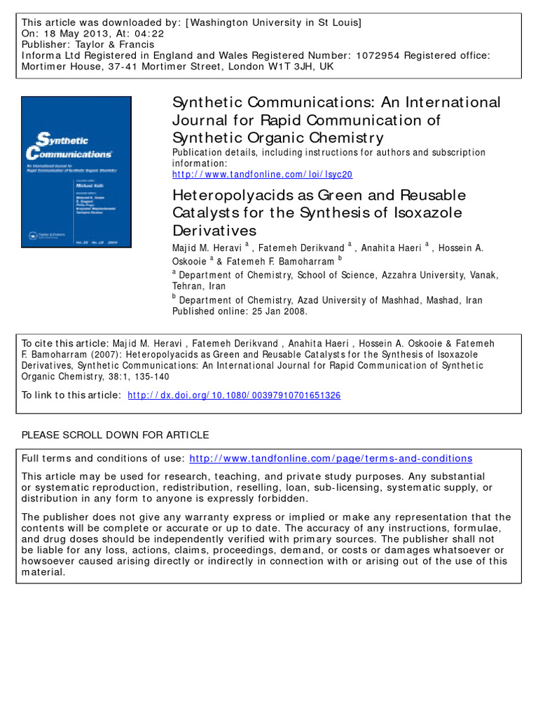 51-Synthetic Communications An International | PDF | Catalysis ...