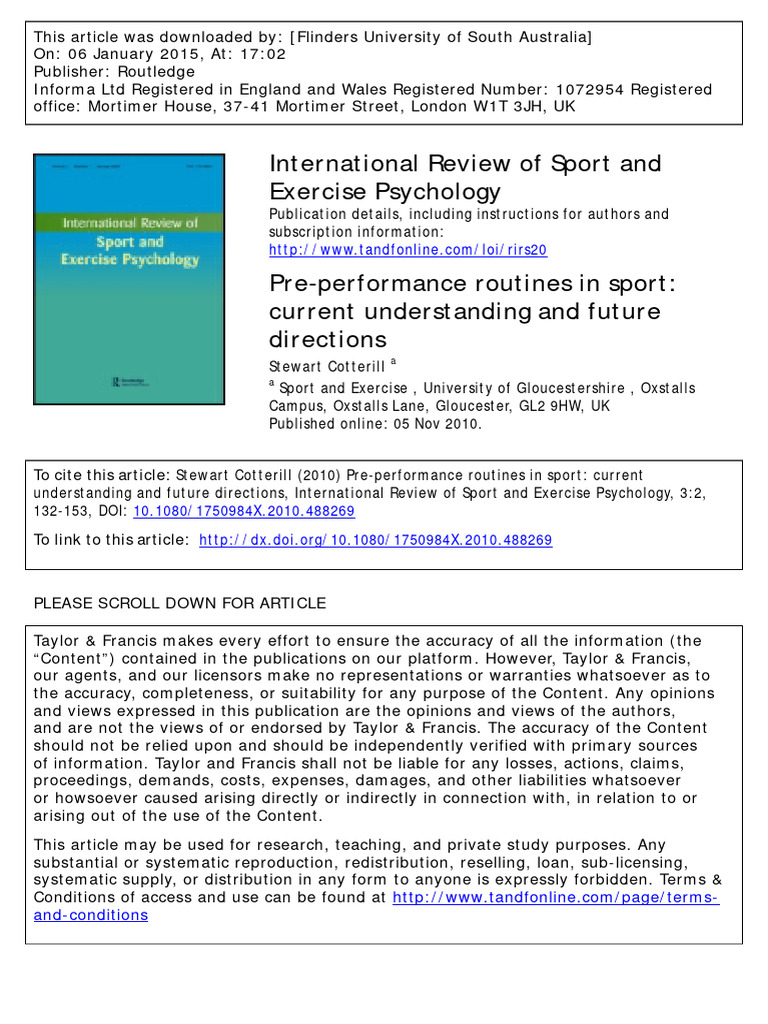 Pre-Performance Routines in Sport Review | PDF | Psychology
