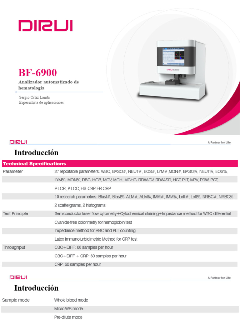 Manual del Dirui BF-6900 en Hematología | PDF | Leucocito | Sangre