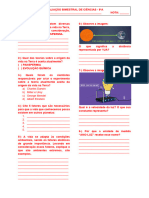 AVALIAÇÃO BIMESTRAL DE CIÊNCIAS - 9ºano