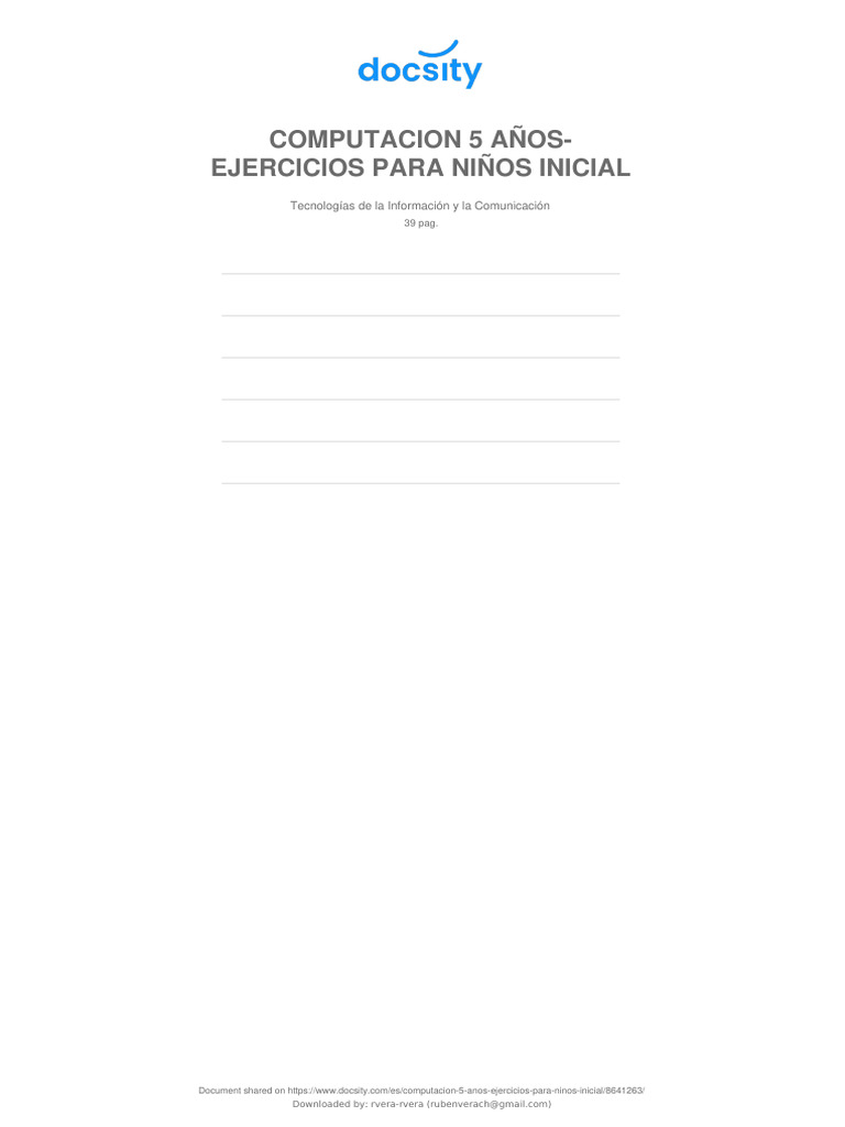 Computacion 5 Anos Ejercicios para Ninos Inicial | PDF | Tecnología de ...
