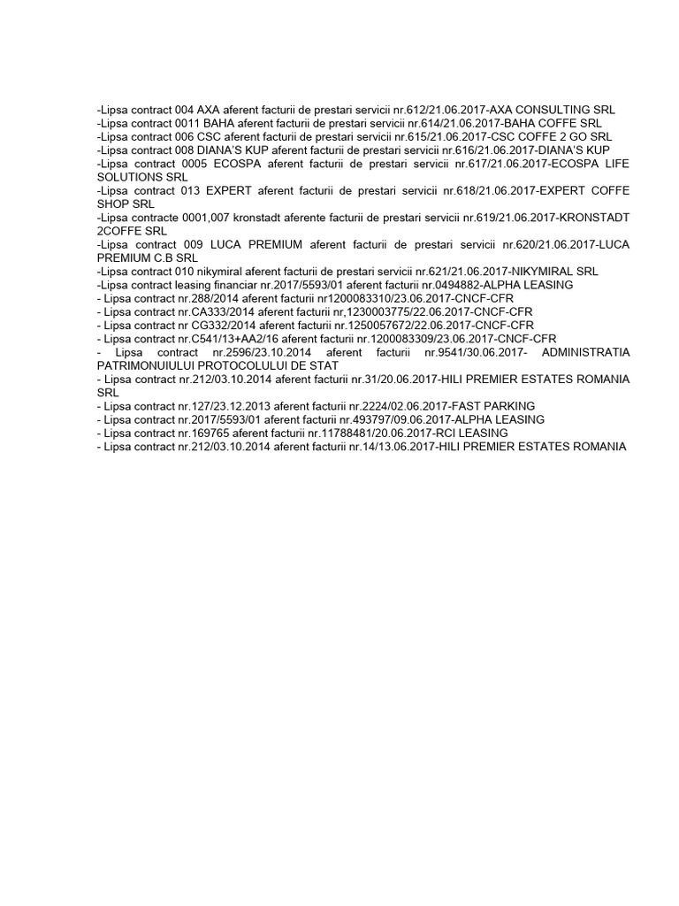 Missing Contracts and Invoices Summary | PDF | Business | Finance ...
