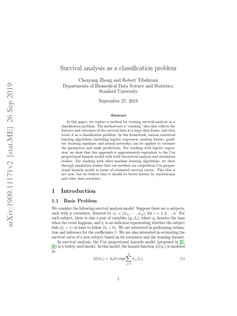 Survival analysis as a classification problem pdf logistic