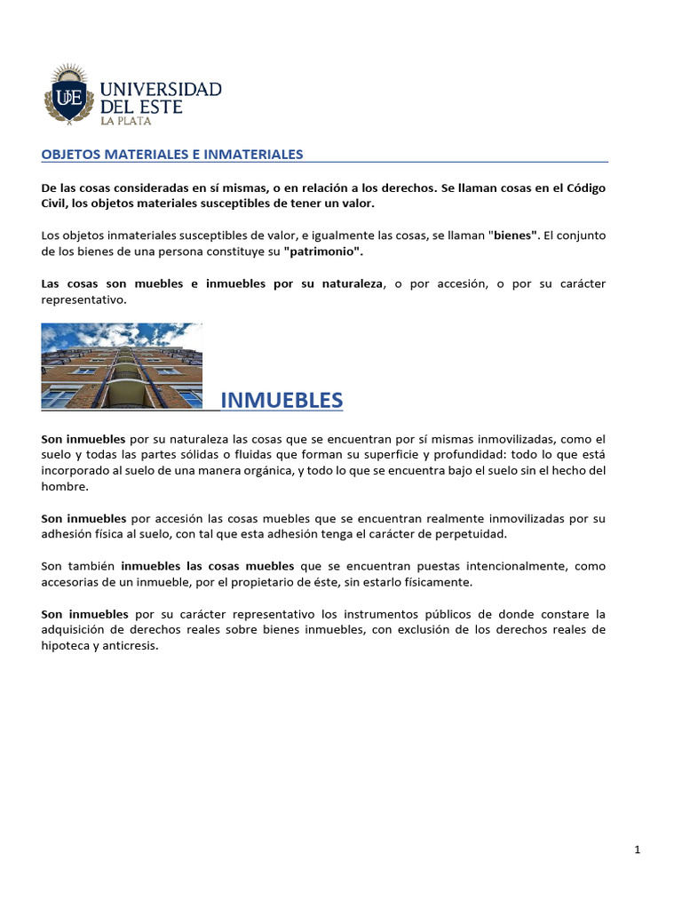 OBJETOS MATERIALES E INMATERIALES | PDF | Bienes (Ley) | Propiedad