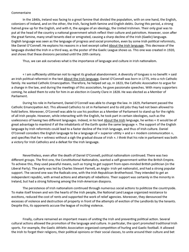 Language and Nationalism in Ireland | PDF | Irish Nationalism | Irish ...