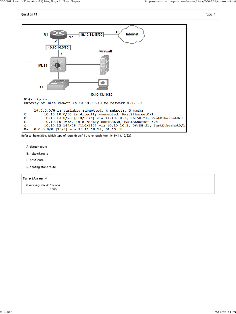 Cisco 200-301 Exam Practice Questions | PDF | Transmission Control ...