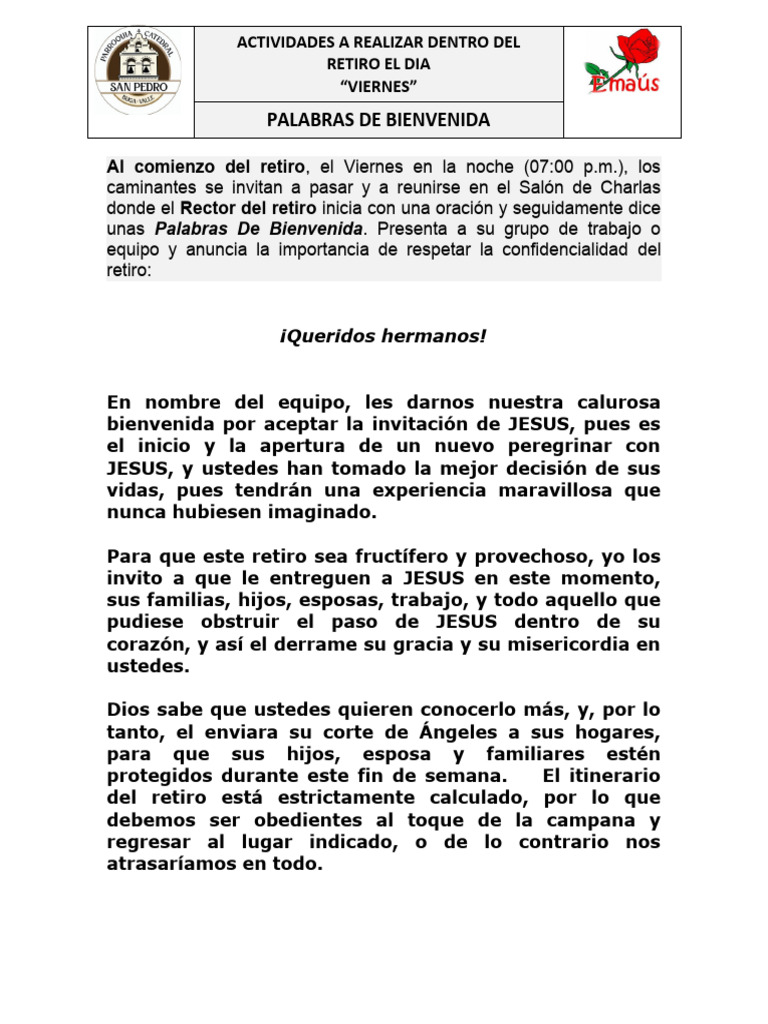 02 - Palabras de Bienvenida (R) | PDF | Jesús | Oración, image size:768x1024