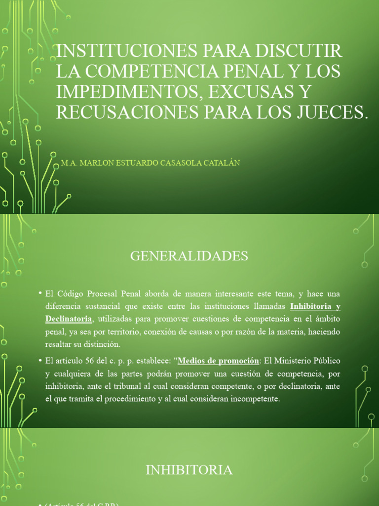 Inhibitoria, Declinatoria, Impedimentos, Excusas y Recusaciones | PDF