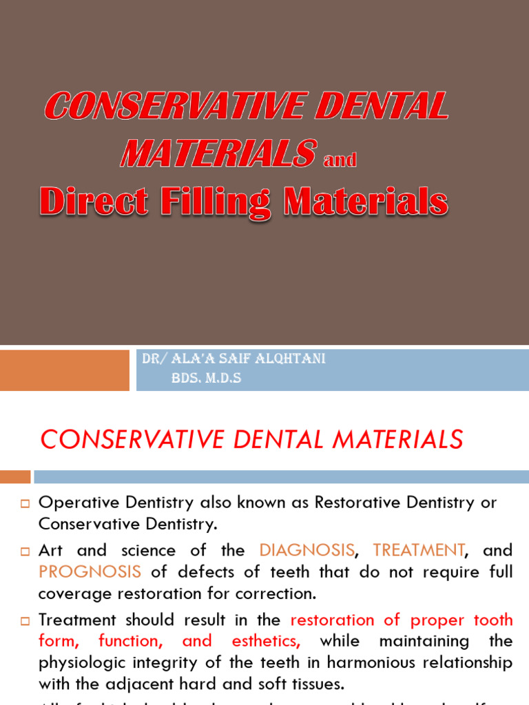 Direct Filling Materials AND DENTAL RESTORATIVE MATERIALS | Download ...