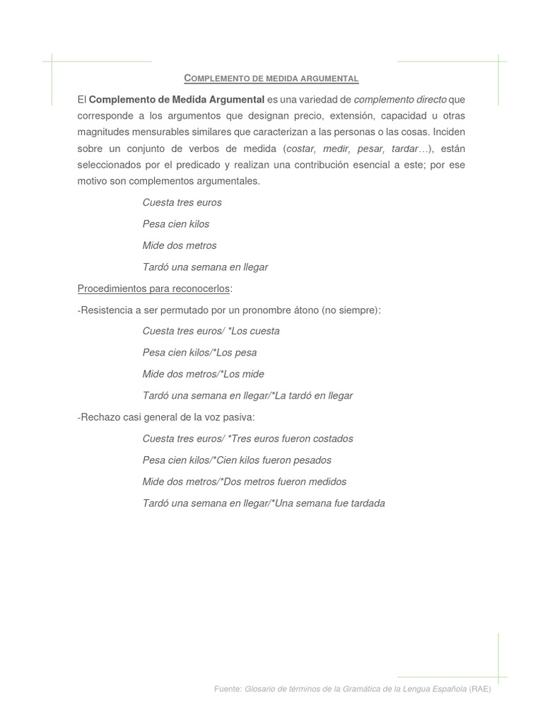 Complemento de Medida Argumental - RAE | PDF | Estudios de idiomas ...