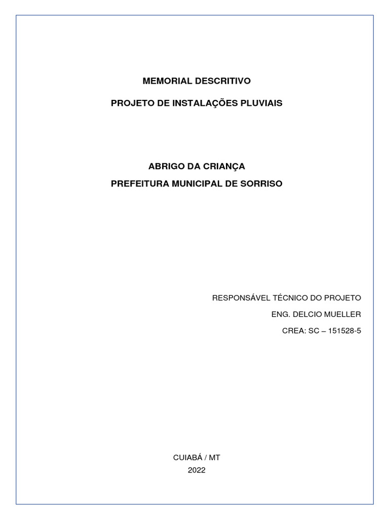 Projeto de Instalações Pluviais Sorriso | PDF | Chuva | Aço