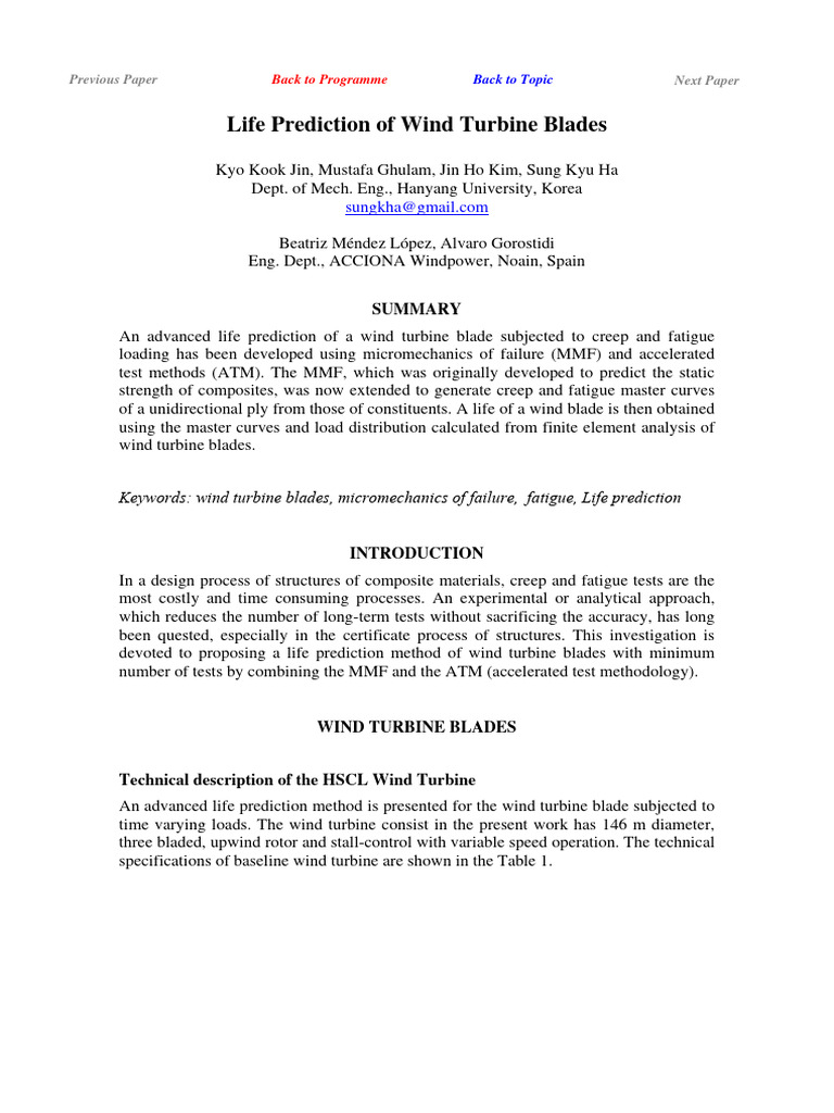 Wind Turbine Blade Life Prediction Methods | PDF | Fatigue (Material ...