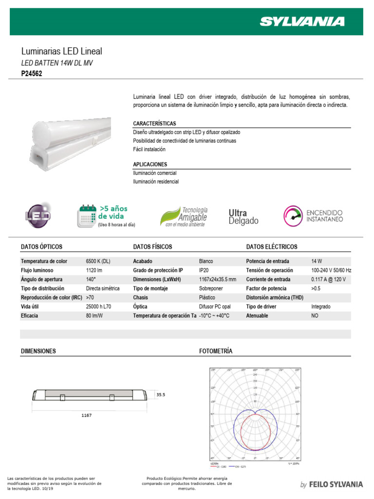 Luminaria LED Lineal 14W P24562 | PDF | Diodo emisor de luz ...