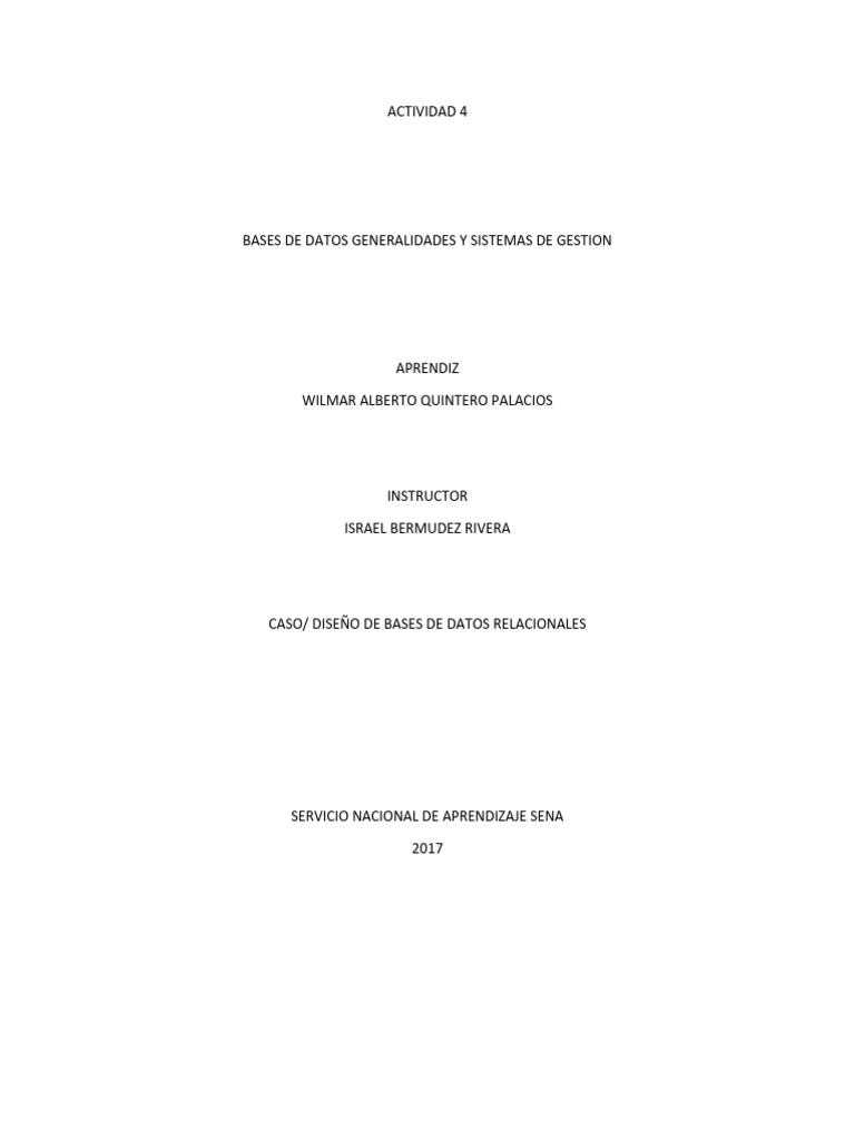 Actividad 4 | PDF | Bases de datos | Base de datos relacional
