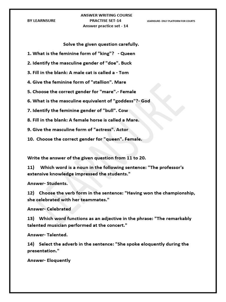 Practice Set 14 Answer - 34756556 - 2024 - 05 - 18 - 12 - 46 | PDF ...