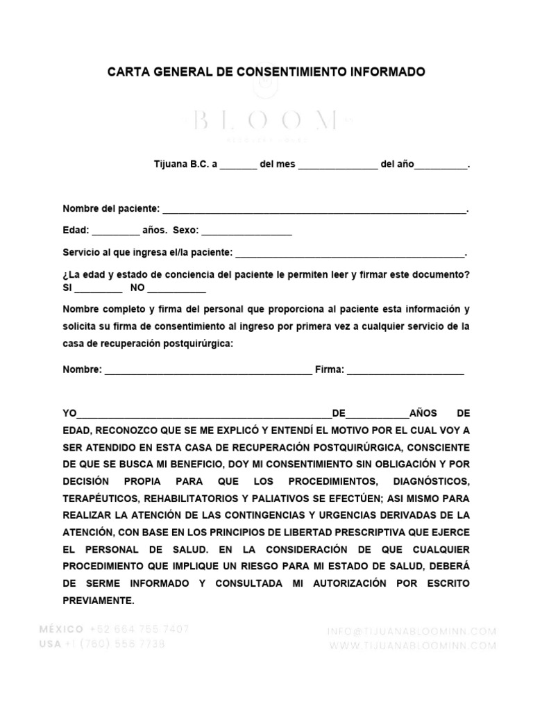 Consentimiento Informado para Pacientes | PDF | Consentimiento ...
