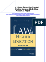 The Law of Higher Education Student Version Student Version 6Th Edition William A Kaplin 2 Online Ebook Texxtbook Full Chapter PDF