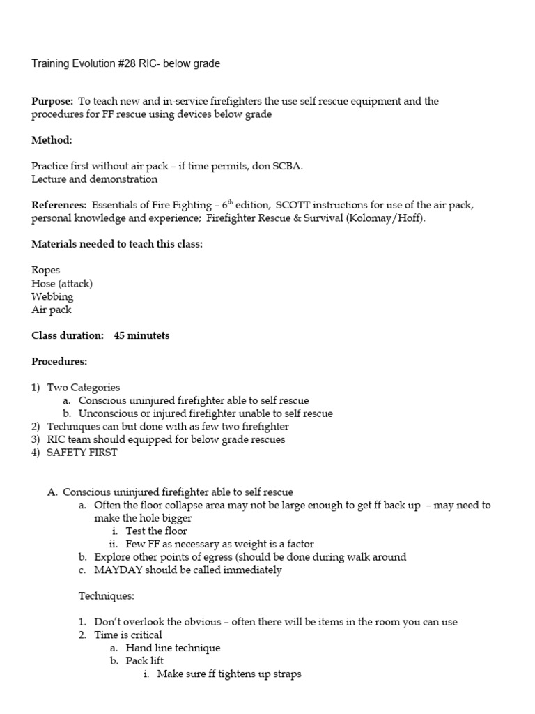 Below Grade Firefighter Rescue Training | PDF | Firefighter ...