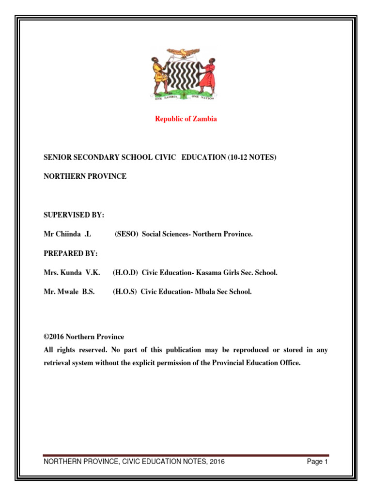 Civic Education Notes for Grades 10-12 | PDF | Elections | Citizenship