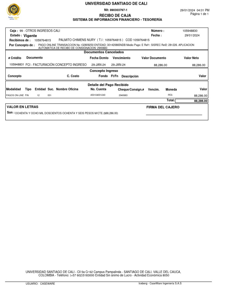 Comprobante pago u s c pdf economias dinero
