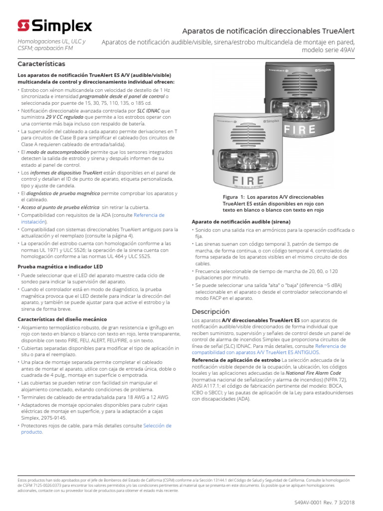 Sirena/Estrobo TrueAlert ES 49AV | PDF | Corriente eléctrica | Diodo ...