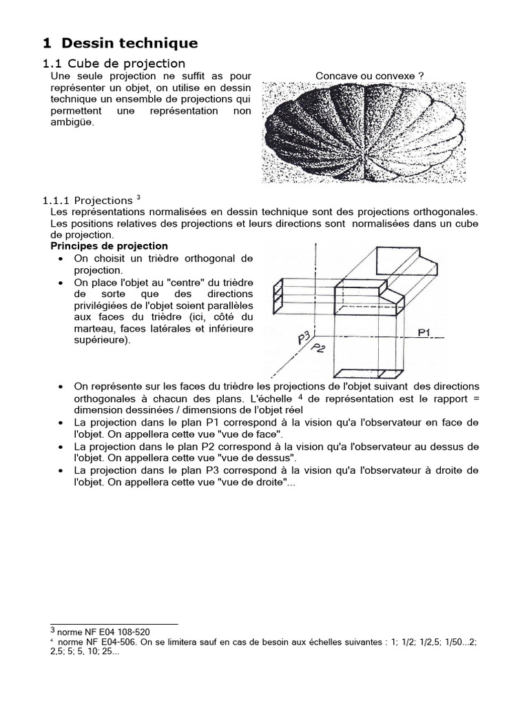 Projections en Dessin Technique | PDF | Dessin technique | Géométrie