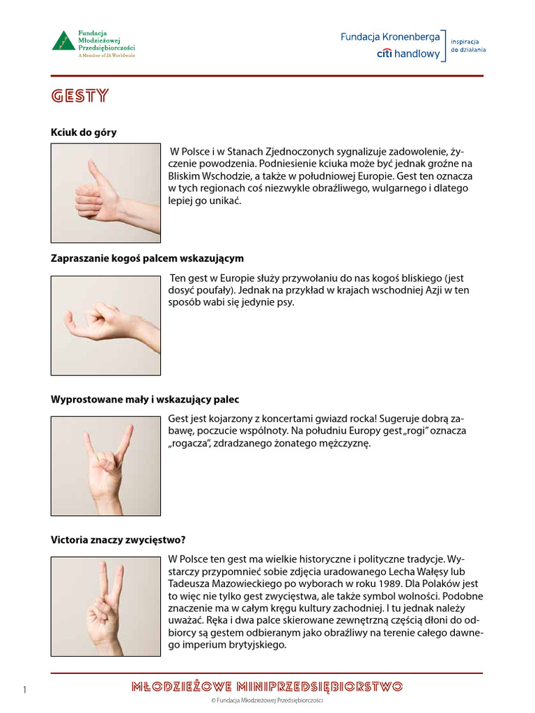 Gesty: Kciuk Do Góry | PDF