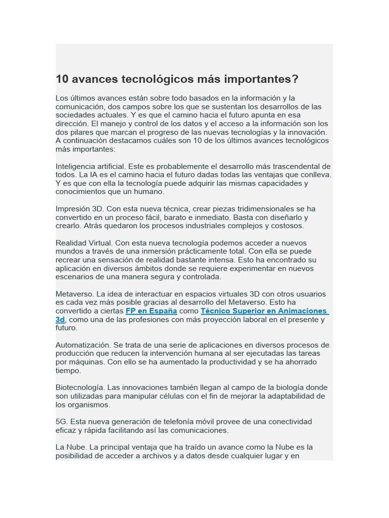 10 Avances Tecnológicos Clave 2025 | PDF | Inteligencia artificial ...