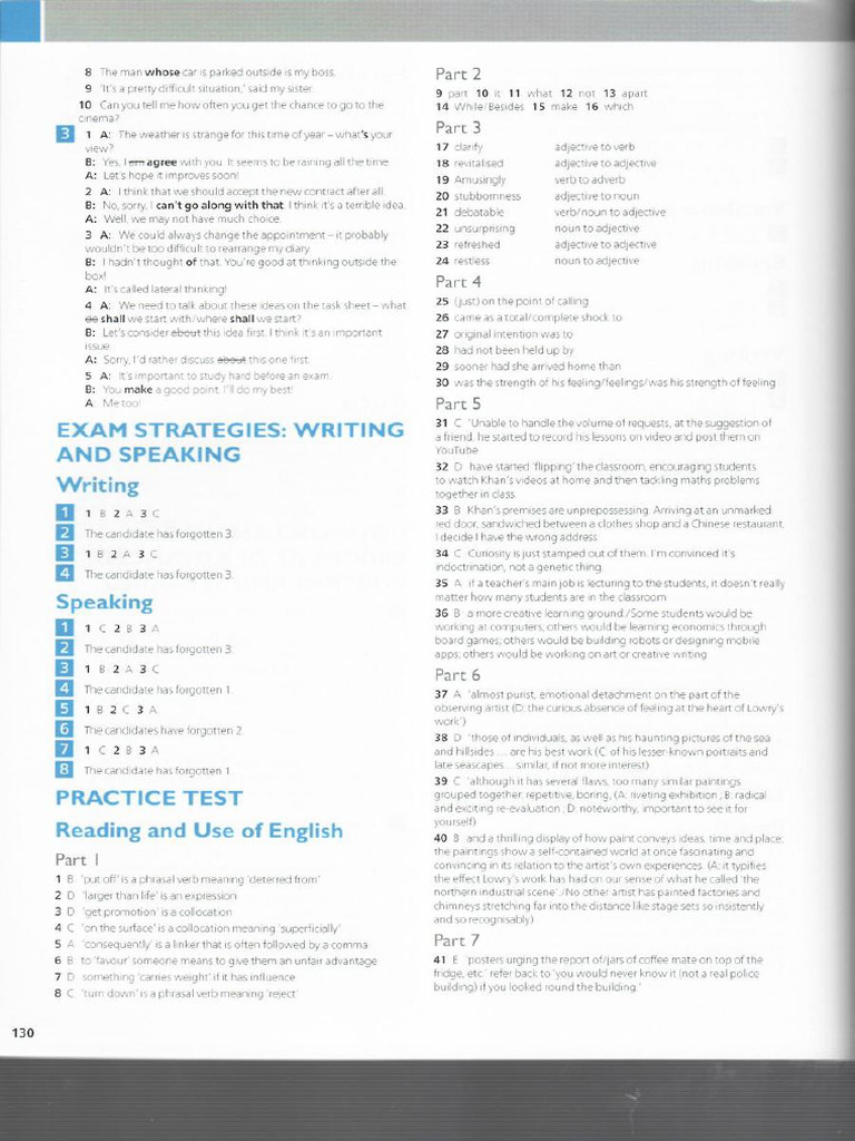 Gold Advanced Exam Maximiser Practice Test KEY | PDF
