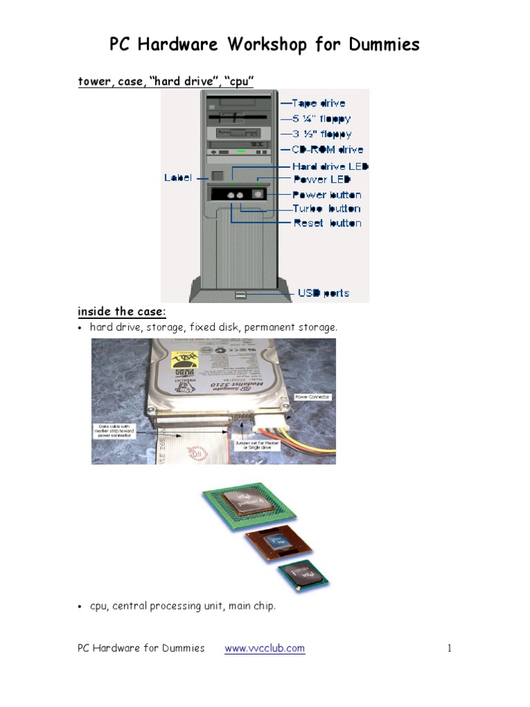 PC Hardware For Dummies | PDF | Computer Engineering | Electronic ...