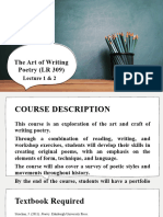 Lecture 1 & 2 - The Art of Writing Poetry