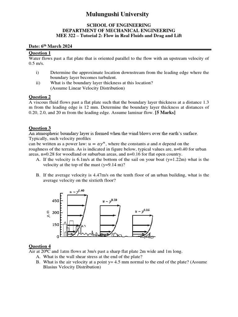 MEE 322: Fluid Flow and Drag Analysis | PDF | Boundary Layer | Fluid ...