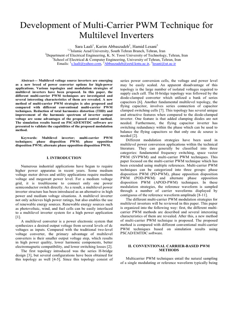 Multi-Carrier PWM for Multilevel Inverters | PDF | Power Inverter ...
