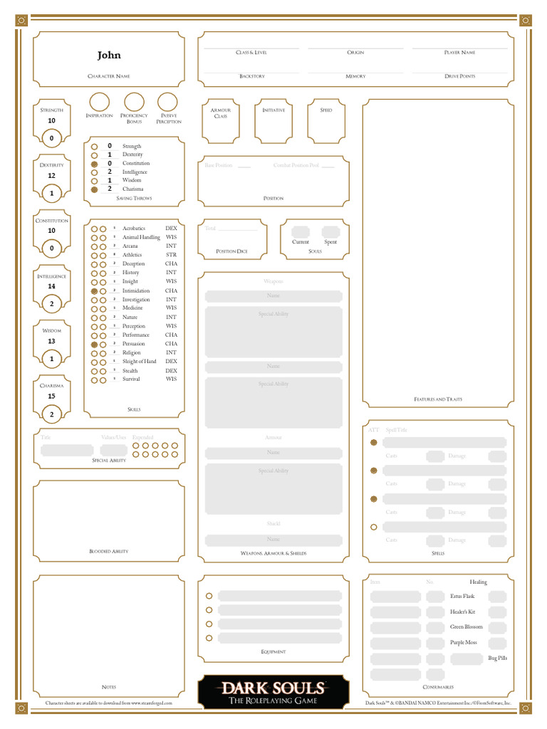 DSRPG Character Sheet 3mm Formular v1.5 | PDF | Gaming | Role Playing ...