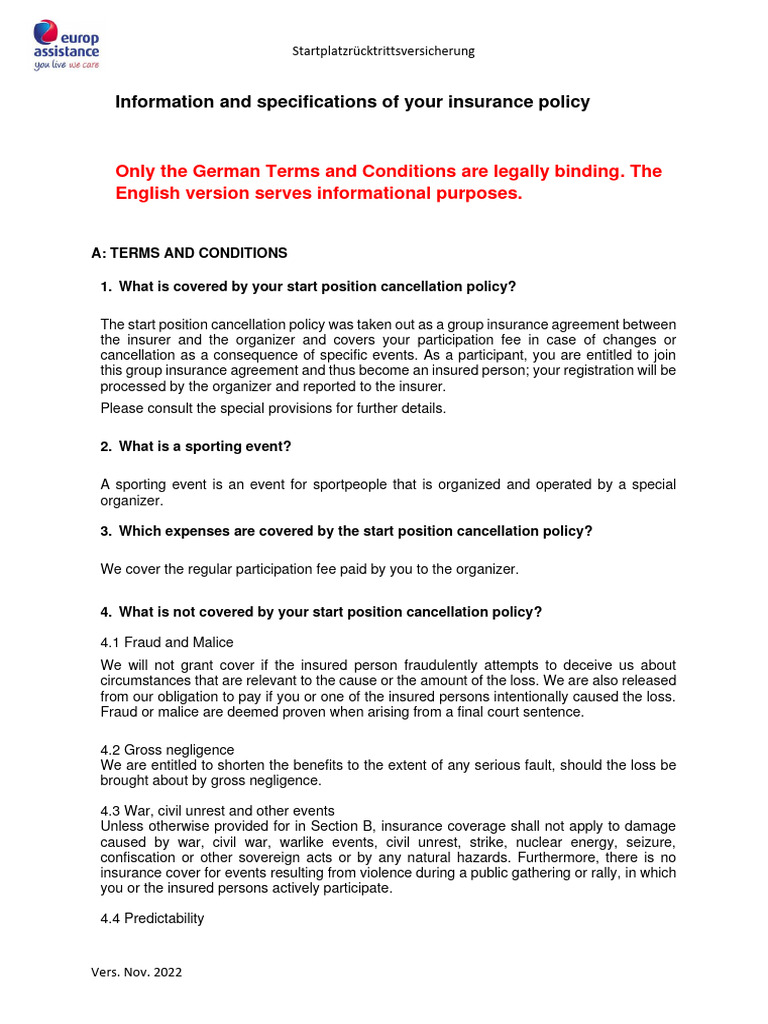 Start Position Cancellation Insurance Guide | PDF | Insurance | Reinsurance