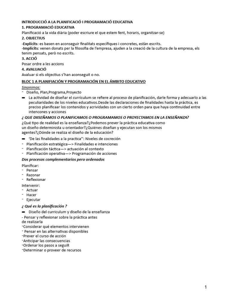 Planificación y Programación Educativa | PDF | Plan de estudios ...