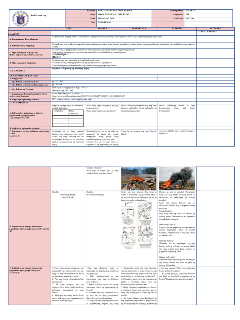Esp 4 Q3 DLL Week 7 | PDF
