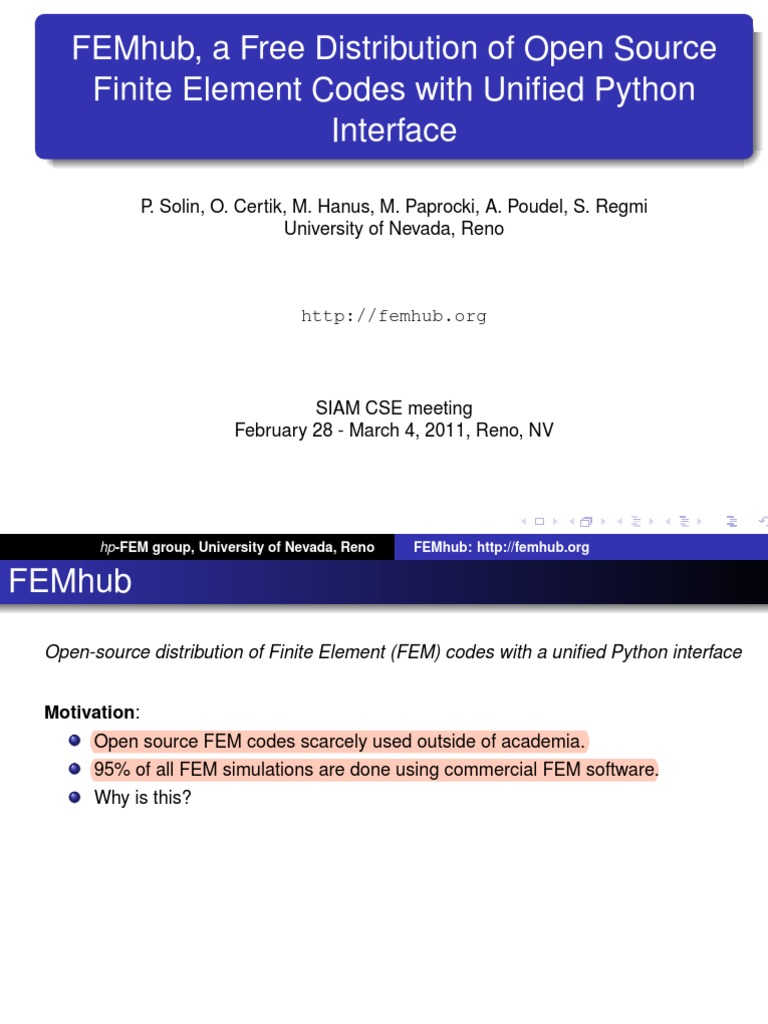 FemHub - Free Distribution of Open Source FEM Codes With Python ...