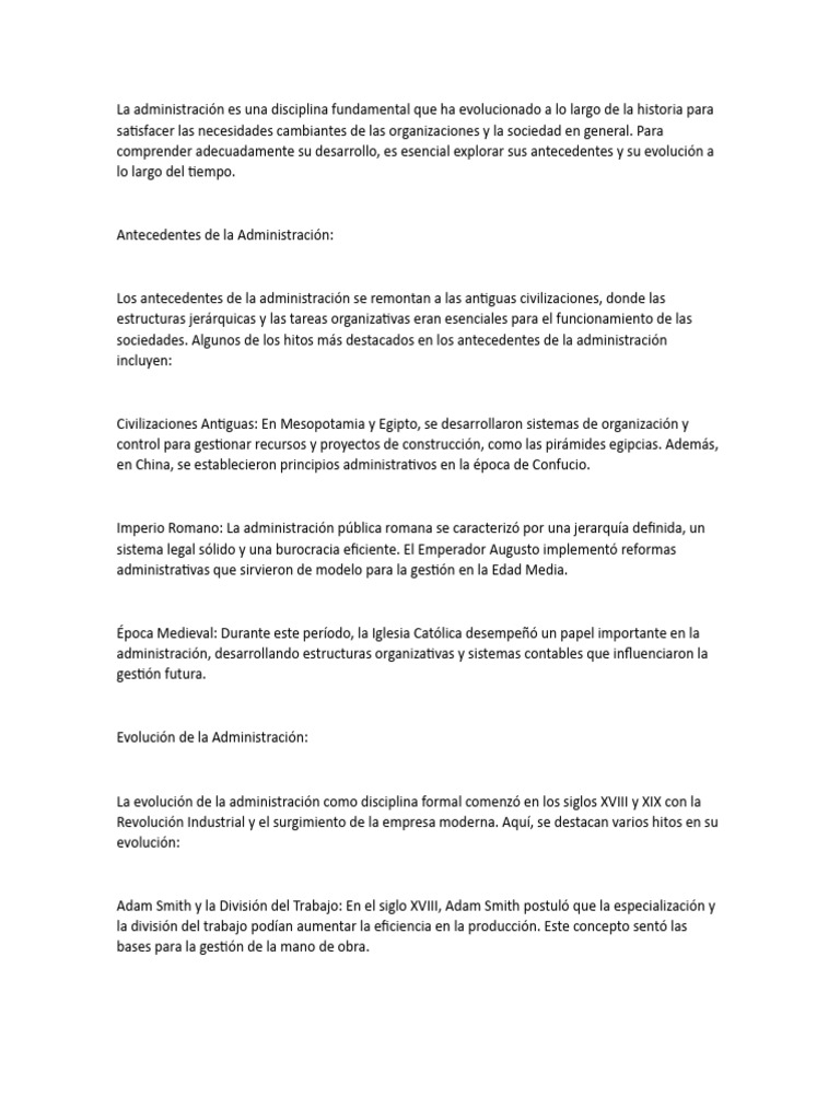Evolución de la Administración a lo Largo del Tiempo | PDF | Division ...